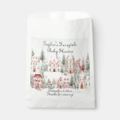 Mint Roze Waterverf Winter Sprookje Baby shower Bedankzakje (Voorkant)