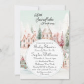 Mint Roze Waterverf Winter Sprookje Baby shower Kaart (Voorkant)