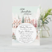 Mint Roze Waterverf Winter Sprookje Baby shower Kaart (Staand voorkant)