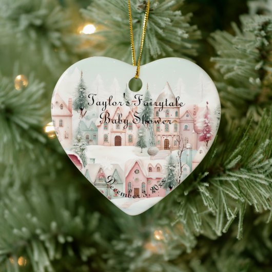 Mint Roze Waterverf Winter Sprookje Baby shower Keramisch Ornament (Boom)