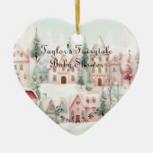 Mint Roze Waterverf Winter Sprookje Baby shower Keramisch Ornament (Voorkant)