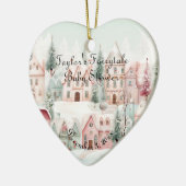 Mint Roze Waterverf Winter Sprookje Baby shower Keramisch Ornament (Links)