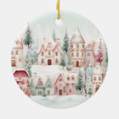 Mint Roze Waterverf Winter Sprookje Baby shower Keramisch Ornament (Achterkant)
