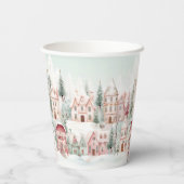 Mint Roze Waterverf Winter Sprookje Baby shower Papieren Bekers (Achterkant)