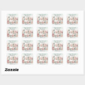 Mint Roze Waterverf Winter Sprookje Baby shower Vierkante Sticker (Vel)