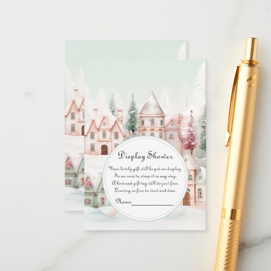 Mint Roze Winter Fairytale Display Douche Informatiekaartje (Voorkant / Achterkant in situ)