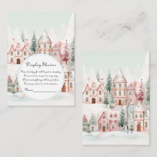Mint Roze Winter Fairytale Display Douche Informatiekaartje (Voorkant / Achterkant)