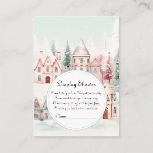 Mint Roze Winter Fairytale Display Douche Informatiekaartje (Voorkant)