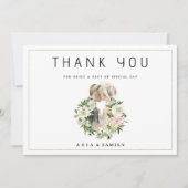 Mint roze wit bloemenpaar foto Dank U Kaart (Voorkant)