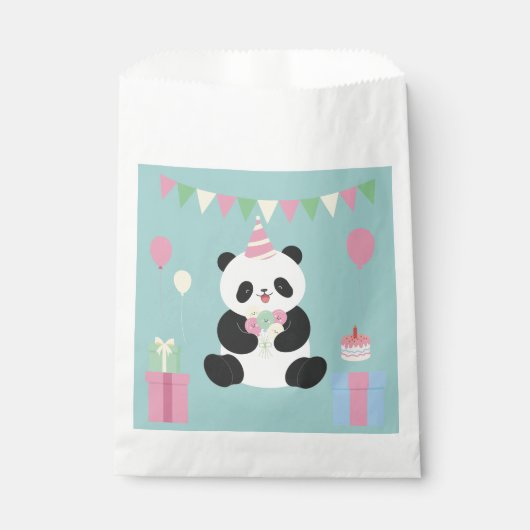 Mint & Roze zoete Panda ontwerp Bedankzakje (Voorkant)
