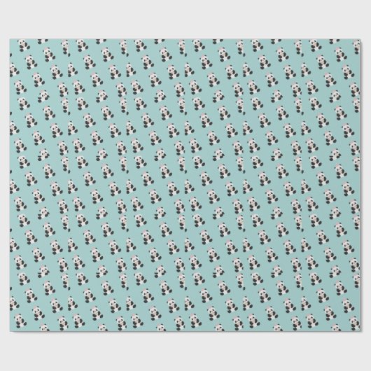 Mint & Roze zoete Panda ontwerp Cadeaupapier (Vlak)