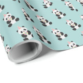 Mint & Roze zoete Panda ontwerp Cadeaupapier (Rol Hoek)