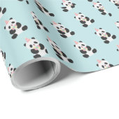 Mint & Roze zoete Panda ontwerp Cadeaupapier (Rol Hoek)