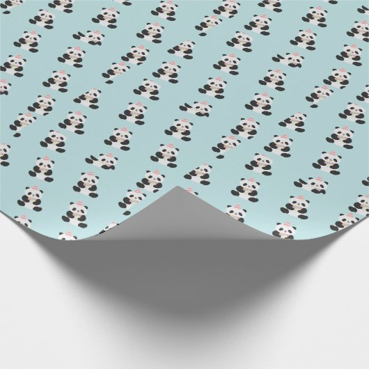 Mint & Roze zoete Panda ontwerp Cadeaupapier (Hoek)