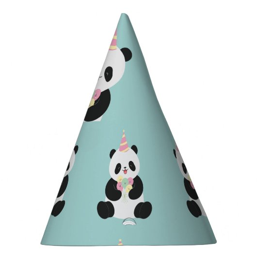Mint & Roze zoete Panda ontwerp Feesthoedjes (Rechts)