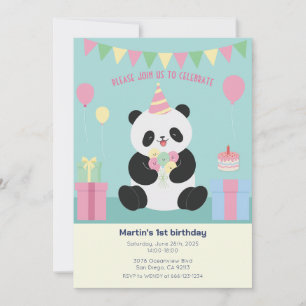 Mint & Roze zoete Panda ontwerp Kaart