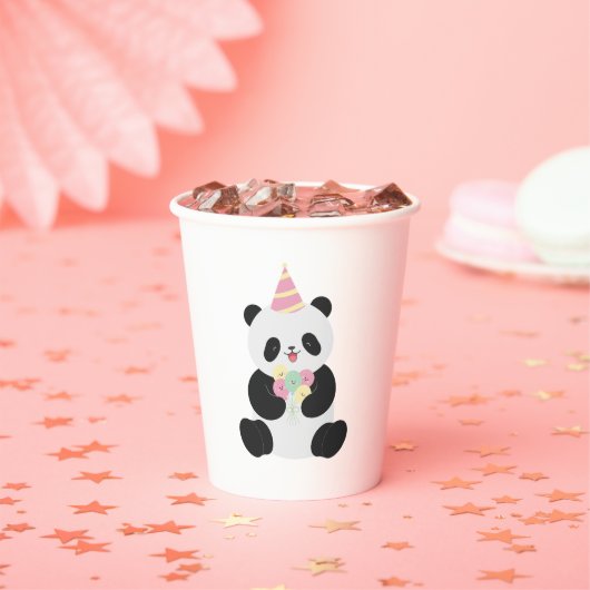 Mint & Roze zoete Panda ontwerp Papieren Bekers (Insitu)