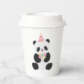 Mint & Roze zoete Panda ontwerp Papieren Bekers (Achterkant)