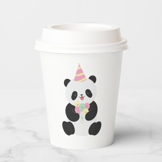 Mint & Roze zoete Panda ontwerp Papieren Bekers (Achterkant)