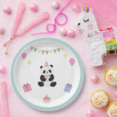 Mint & Roze zoete Panda ontwerp Papieren Bordje (Feest)