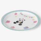 Mint & Roze zoete Panda ontwerp Papieren Bordje (Gekanteld)