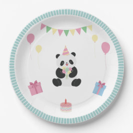 Mint & Roze zoete Panda ontwerp Papieren Bordje
