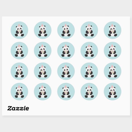 Mint & Roze zoete Panda ontwerp Ronde Sticker (Vel)