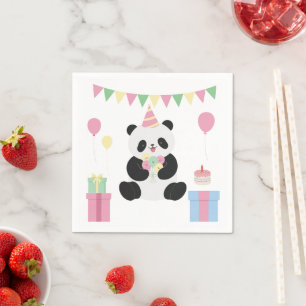 Mint & Roze zoete Panda ontwerp Servet
