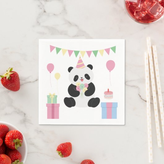 Mint & Roze zoete Panda ontwerp Servet (Insitu)