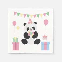 Mint & Roze zoete Panda ontwerp Servet