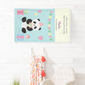Mint & Roze zoete Panda ontwerp Spandoek (Insitu)