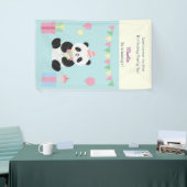 Mint & Roze zoete Panda ontwerp Spandoek (Beurs)