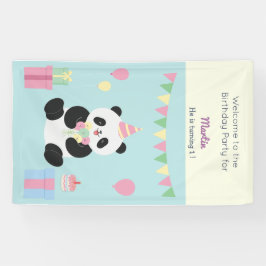 Mint & Roze zoete Panda ontwerp Spandoek