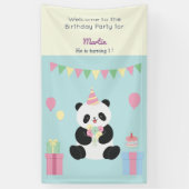 Mint & Roze zoete Panda ontwerp Spandoek (Verticaal)