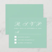 Mint RSVP Budget Green Wedding Response Kaart (Voorkant / Achterkant)