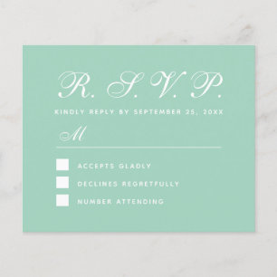Mint RSVP Budget Green Wedding Response Kaart