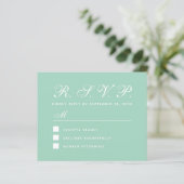 Mint RSVP Budget Groen Witte Huwelijksreactiekaart (Staand voorkant)