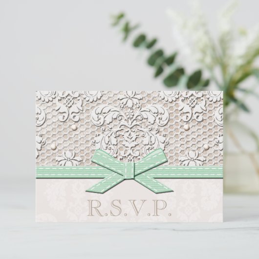 Mint  RSVP-kaarten voor bruiloft RSVP Kaartje (Staand voorkant)