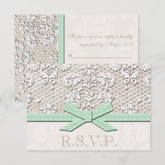 Mint RSVP-kaarten voor bruiloft RSVP Kaartje (Voorkant / Achterkant)