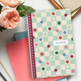 Mint ruitpatroon sterren bloemen notitieboek