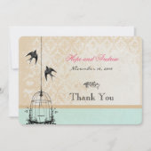 Mint Rustic  Birdcage Wedding Invitations Bedankkaart (Voorkant)