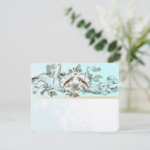 Mint Rustic Birds Oak Tree Wedding RSVP Kaartje (Staand voorkant)