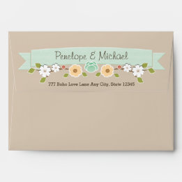 Mint Rustic Floral Boho A7 5"x7" Envelope in Khaki Enveloppen