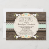 MINT RUSTIC FLORAL BOHO BABY SHOWER INVITATIONS KAART (Voorkant)