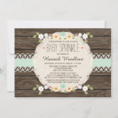 MINT RUSTIC FLORAL BOHO BABY SPRINKLE INVITATIE KAART (Voorkant)