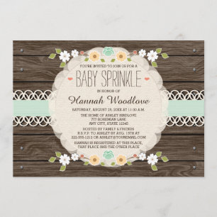 MINT RUSTIC FLORAL BOHO BABY SPRINKLE INVITATIE KAART
