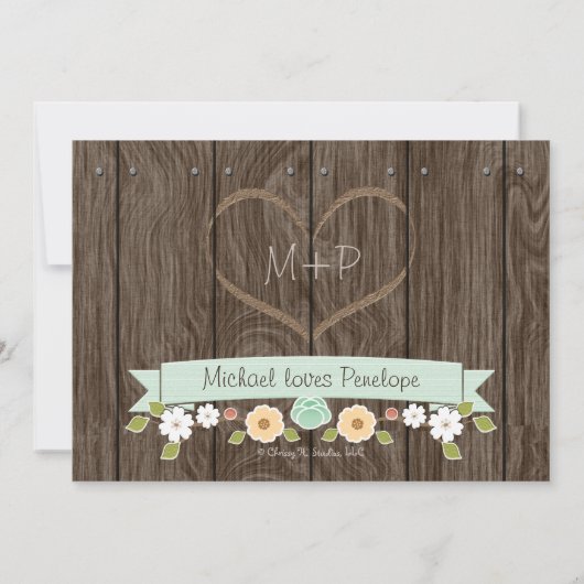 MINT RUSTIC FLORAL BOHO BRIDAL SHOWER INVITATIONS KAART (Achterkant)