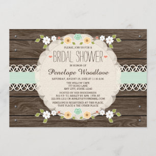 MINT RUSTIC FLORAL BOHO BRIDAL SHOWER INVITATIONS KAART