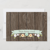 MINT RUSTIC FLORAL BOHO KOPPELT BABY SHOWER INVITE KAART (Achterkant)