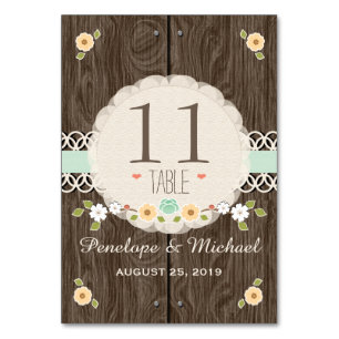 MINT RUSTIC FLORAL BOHO WEDDING TABEL NUMBER CARDS KAART